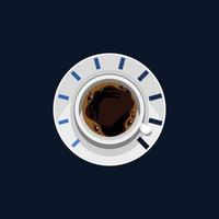 vista superior editable una taza de café y una ilustración de vector de platillo como velocímetro para un elemento adicional de café o proyecto de diseño relacionado con el negocio con concepto de velocidad o fuerza