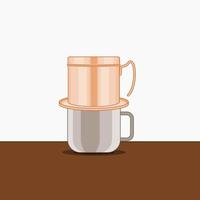 Editable Vietnamese Drip Coffee Vector Illustration with Soft Color and Simple Outline for Artwork Element of Cafe With Vietnamese Culture and Tradition Related Design