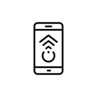 Swipe on Smartphone Line Icon. Action on Mobile Phone Display Outline Icon. Scroll Up in Digital Electronic Device Move Gesture Linear Pictogram. Editable Stroke. Isolated Vector Illustration.