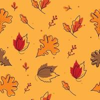 Fall pattern with autumn seasonal leaves vector