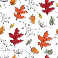 Fall pattern with autumn seasonal leaves vector