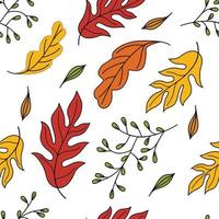 Fall pattern with autumn seasonal leaves vector