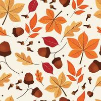 Fall pattern with autumn seasonal leaves vector