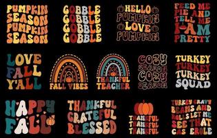 Thanksgiving pumpkin t shirt bundle, happy fall t shirt vector