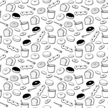 patrón sin costuras de panadería. patrón de papel de regalo. vector