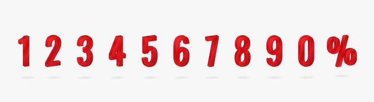 3d red numbers vector