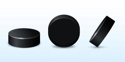Hockey black puck. Rubberized circle for winter ice skating vector