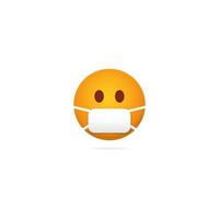 Emoji mask face. Character during coronavirus pandemic protection from epidemic and yellow bacteria proper rescue and prevention for health care prevention of vector diseases.