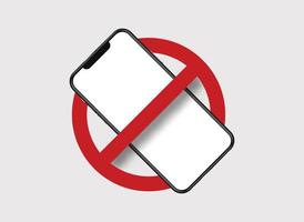 Banned mobile phone. Smartphone in circle crossed out with red line ban use electronic gadgets rule warning about restricting calls and web communication vector safe area from online noise.