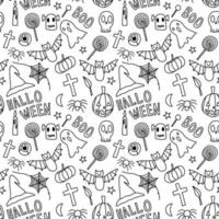 Halloween wrapping paper pattern. Seamless pattern with Halloween. Hand drawn lines. vector