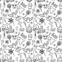 Halloween wrapping paper pattern. Seamless pattern with Halloween. Hand drawn lines. vector