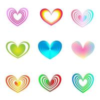 Set of heart color decorative abstract background website banner pattern vector illustration