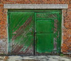 Old garage gate closed photo