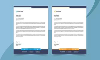 Clean and professional corporate company business letterhead template design with blue and orange color variation. vector