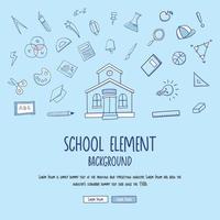 Hand drawn school element background with school supplies and creative elements. Vector illustration. Back to school doodle.