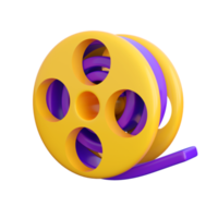 3d film roll. Cinema, movie, entertainment concept in trending cartoon style. High quality isolated 3d render png