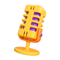 3d retro microphone. Broadcasts, interviews, recording, podcast studio or karaoke concept. High quality isolated 3d render png