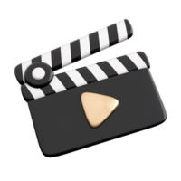 Tablero de chapaleta de película 3d. red de medios sociales y concepto de realización de películas. renderizado 3d aislado de alta calidad png