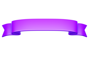 3d label ribbon. Glossy violet, purple blank plastic banner for advertisment, promo and decoration elements. High quality isolated render png