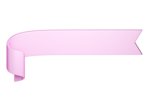 3D-Etikettenband. glänzend rosa leeres kunststoffbanner für werbe-, promo- und dekorationselemente. hochwertiges isoliertes rendern png