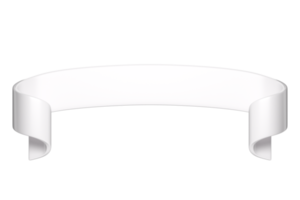 3D-Etikettenband. glänzend weißes leeres kunststoffbanner für werbe-, promo- und dekorationselemente. hochwertiges isoliertes rendern png