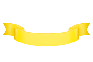 3d label ribbon. Glossy yellow blank plastic banner for advertisment, promo and decoration elements. High quality isolated render png