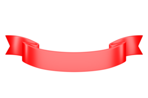 3d label ribbon. Glossy red blank plastic banner for advertisment, promo and decoration elements. High quality isolated render png