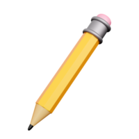 Yellow pencil. Element for back to school, learning and online education banners. High quality isolated render png
