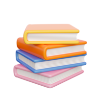 3d books stack. Education, learning, studying and information concept. Realistic 3d high quality render. Isolated png