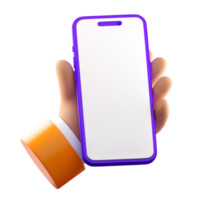 3d smartphone mockup with empty white screen. Phone front view template. Communication template. High quality isolated render png