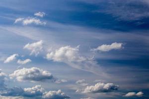 Regular spring clouds on blue sky at daylight in continental europe. Shot wit telephoto lens and polarizing filter. photo