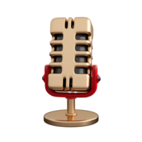 3d retro microphone. Broadcasts, interviews, recording, podcast studio or karaoke concept. High quality isolated 3d render png