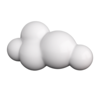 Nube esponjosa blanca 3d. icono de nube de dibujos animados de plástico suave de moda. renderizado 3d aislado de alta calidad png