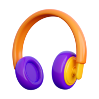 Auriculares inalámbricos 3d. música, concepto de plástico de color de moda del juego. renderizado 3d aislado de alta calidad png