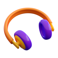 3d wireless headphones. Music, game trendy color plastic concept. High quality isolated 3d render png