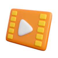 3d play video icon with cinema frame. Playing, streaming video, social media  or multimedia concept. High quality isolated 3d render png