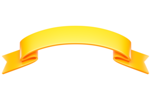 3d label ribbon. Glossy orange blank plastic banner for advertisment, promo and decoration elements. High quality isolated render png