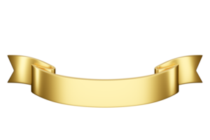 3D-Etikettenband. glänzendes goldfarbenes leeres kunststoffbanner für werbe-, promo- und dekorationselemente. hochwertiges isoliertes rendern png