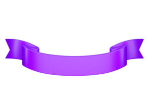 3d label ribbon. Glossy purlpe blank plastic banner for advertisment, promo and decoration elements. High quality isolated render png