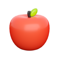 manzana roja 3d. concepto de vida sana, educación o frutería. renderizado aislado de alta calidad png