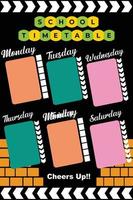 Monday to Saturday class schedule template. Six working days. Cute to display on the wall. Also suitable when used for wall magazine templates or electronic magazines. Info graphic template vector