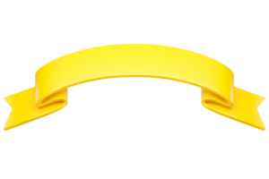 3D-Etikettenband. glänzend gelbes leeres kunststoffbanner für werbe-, promo- und dekorationselemente. hochwertiges isoliertes rendern png