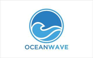 vector logo wave.summer sea with big wave, logo in a circle