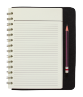 blank spiral notebook and pencil isolated with clipping path for mockup png