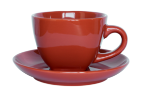 empty red cup and saucer isolated with clipping path for mockup png