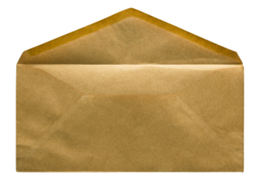 open brown envelope isolated with clipping path for mockup png