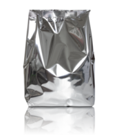 Foil package bag isolated with reflect floor for mockup png