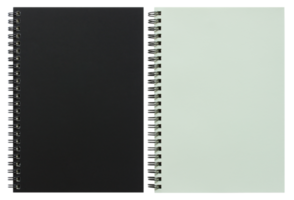 black and white spiral notebook isolated with clipping path for mockup png