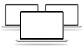 impostato di tre computer portatili su trasparente sfondo png