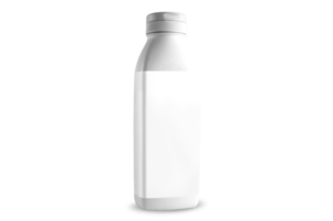 bouteille blanche isolée avec étiquette sur fond transparent png